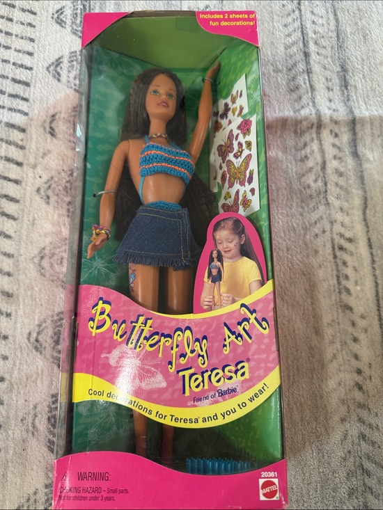 Mattel Other - VINTAGE 1998 Butterfly Art Teresa Doll – Blue Top & Denim Skirt